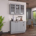 Ver imagem 3 de Armário de Cozinha Modulada Compacta Fidelitá Nara 100% MDF 2 Peças 120cm 6 Portas 2 Gavetas sem