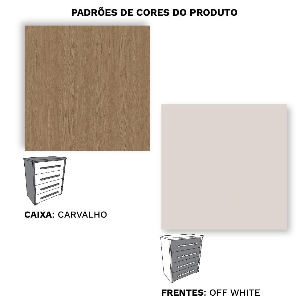 Cômoda Grande com 4 Gavetas Angra Rimo - Carvalho/offwhite - 3