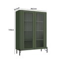 Ver imagem 3 de Cristaleira com 2 Portas 98,5cm Vidro Canelado Pés em Metal Cor:musgo com Preto