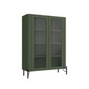 Ver imagem 2 de Cristaleira com 2 Portas 98,5cm Vidro Canelado Pés em Metal Cor:musgo com Preto