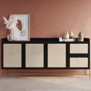 Ver imagem 2 de Balcão Aparador Buffet 3 Portas 180cm Arlo A10 Nero/dourado - Mpozenato