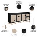 Ver imagem 3 de Balcão Aparador Buffet 3 Portas 180cm Arlo A10 Nero/dourado - Mpozenato