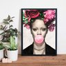 Quadro Rihanna Bubble Gum 24x18cm - com vidro:Madeira branca - 2