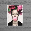 Ver imagem 1 de Quadro Rihanna Bubble Gum 24x18cm - com vidro:Madeira branca