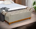 Ver imagem 2 de Recamier Baú Decorativo Atenas 1,50m Premium Sofá para Cama Casal Estilo Estofado Cor Bege