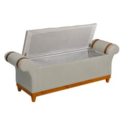 Recamier Baú Decorativo Atenas 1,50m Premium Sofá para Cama Casal Estilo Estofado Cor Bege - 5