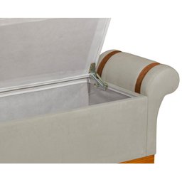 Recamier Baú Decorativo Atenas 1,50m Premium Sofá para Cama Casal Estilo Estofado Cor Bege - 4