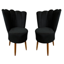 Ver imagem 1 de Kit 2 Cadeiras Decorativa Pétala Veludo Premium Pés Retrô Palito Sala e Quarto Preto