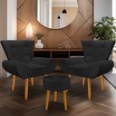 Ver imagem 1 de Kit 2 Poltrona Emilia +puff Redondo Decorativo:preto