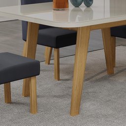 Mesa de Jantar Tampo Mdf e Vidro 1,20m X 0,80m Naturale Firenze Bom Pastor - 2