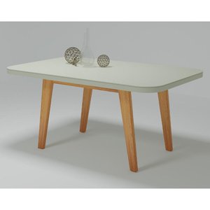 Mesa de Jantar Tampo Mdf e Vidro 1,20m X 0,80m Naturale Firenze Bom Pastor