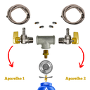 Ver imagem 2 de Kit Dupla Saída de Gás Registro Aliança 1kg Flexível:1m + 1,50m