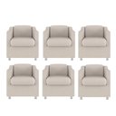 Ver imagem 1 de Kit 6 Poltronas Decorativa Recepçao Hospital Clinica Bia Matérial Sintético Bege - Twdecora