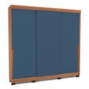 Ver imagem 2 de Roupeiro Porto 3 Portas de Correr 4 Gavetas 217x213cm Freijó/Azul 240828