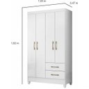 Ver imagem 5 de Guarda-Roupa Solteiro 4 Portas 2 Gavetas e Pés Chile Branco