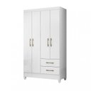 Ver imagem 4 de Guarda-Roupa Solteiro 4 Portas 2 Gavetas e Pés Chile Branco