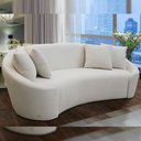 Ver imagem 2 de Sofá 3 Lugares Orgânico Sala de Estar Living 230cm Adam T03 Veludo Bege - Lyam Decor