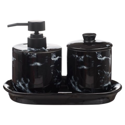 Kit Banheiro Lavabo Jogo Sabonete Líquido 3 Peças / Kb-869