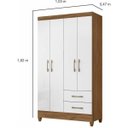 Ver imagem 5 de Guarda-Roupa Solteiro 4 Portas 2 Gavetas e Pés Chile Branco/Marrome