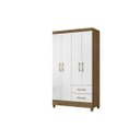 Ver imagem 4 de Guarda-Roupa Solteiro 4 Portas 2 Gavetas e Pés Chile Branco/Marrome