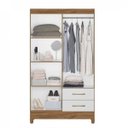 Ver imagem 3 de Guarda-Roupa Solteiro 4 Portas 2 Gavetas e Pés Chile Branco/Marrome