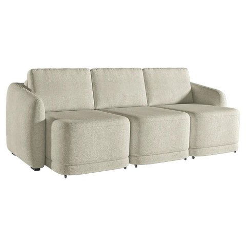 Sofá Cama Modulado Retrátil e Reclinável Decorativo Varsóvia 306cm Bouclê Bege G33 - Gran Belo