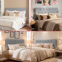 Ver imagem 3 de Cabeceira Painel Estofada Paris Suede Cinza Casal 1,40m para Cama Box
