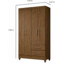 Ver imagem 5 de Guarda-Roupa Solteiro 4 Portas 2 Gavetas e Pés Chile Marrom/Castanho