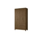 Ver imagem 4 de Guarda-Roupa Solteiro 4 Portas 2 Gavetas e Pés Chile Marrom/Castanho