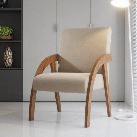 Poltrona Decorativa Cinza Veludo Duda