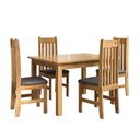 Ver imagem 2 de Conjunto Sala de Jantar Mesa 120cm e 4 Cadeiras Estofadas 100% Madeira Maciça Essen Yescasa Marrom/Nogueira/Cinza