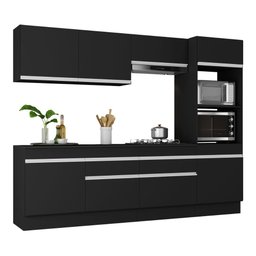 Armário de Cozinha Completa 5 Peças com Rodapé Mp2180 Made Multimóveis Preto/branco - 1