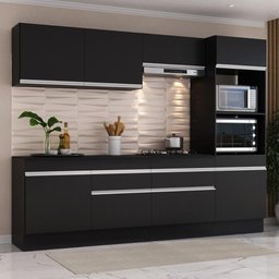 Armário de Cozinha Completa 5 Peças com Rodapé Mp2180 Made Multimóveis Preto/branco - 2