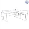 Mesa de Escritório em L 170cm com Balcão e 3 Gavetas - 2