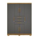 Ver imagem 2 de Guarda Roupa Casal Belga 6 Portas de Bater 3 Gavetas com Cabideiros Nature/chumbo G98 - Gran Belo