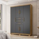 Ver imagem 1 de Guarda Roupa Casal Belga 6 Portas de Bater 3 Gavetas com Cabideiros Nature/chumbo G98 - Gran Belo