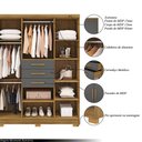 Ver imagem 3 de Guarda Roupa Casal Belga 6 Portas de Bater 3 Gavetas com Cabideiros Nature/chumbo G98 - Gran Belo