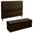 Ver imagem 1 de Kit Recamier Baú e Cabeceira Lana para Cama Box Solteiro 90 Cm - Sv Decor:marrom
