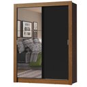 Ver imagem 2 de Guarda-Roupa Solteiro Madesa Dallas Plus 2 Portas de Correr com Espelho 4 Gavetas Rustic/Preto Cor:R
