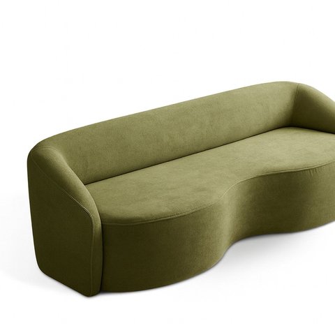 Sofá Curvo 2 Lugares 200cm Boucle Alonso