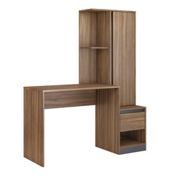 Mesa Escrivaninha Home Office com Armario Quarto Sala Escritorio Estante Livros Morada Cor Nature - 4