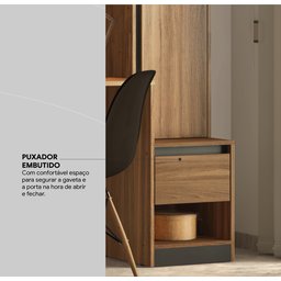 Mesa Escrivaninha Home Office com Armario Quarto Sala Escritorio Estante Livros Morada Cor Nature - 7