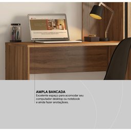 Mesa Escrivaninha Home Office com Armario Quarto Sala Escritorio Estante Livros Morada Cor Nature - 8