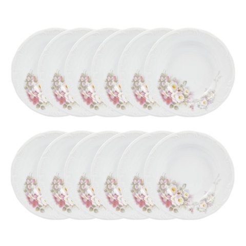Jogo 12 Pratos Fundos Eterna 23 Cm Porcelana Schmidt