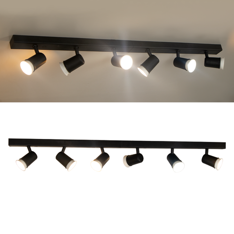 Kit 2 Trilho Eletrificado 3 Spot Led Mr16 Gu10 Direcionável Cor:preto