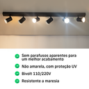 Ver imagem 5 de Kit 2 Trilho Eletrificado 3 Spot Led Mr16 Gu10 Direcionável Cor:preto