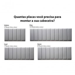 Placas Cabeceira Solteiro 100cm X 60cm 5 Placas Cinza - 5