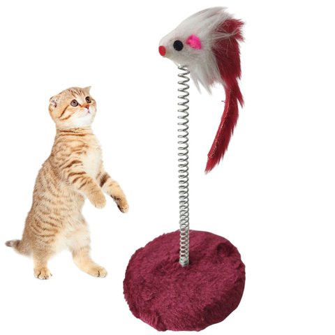 Arranhador Gato Pet Ratinho Mola Guizo Animal de Estimaçao Felino Brinquedo Interativo Pelucia Macio