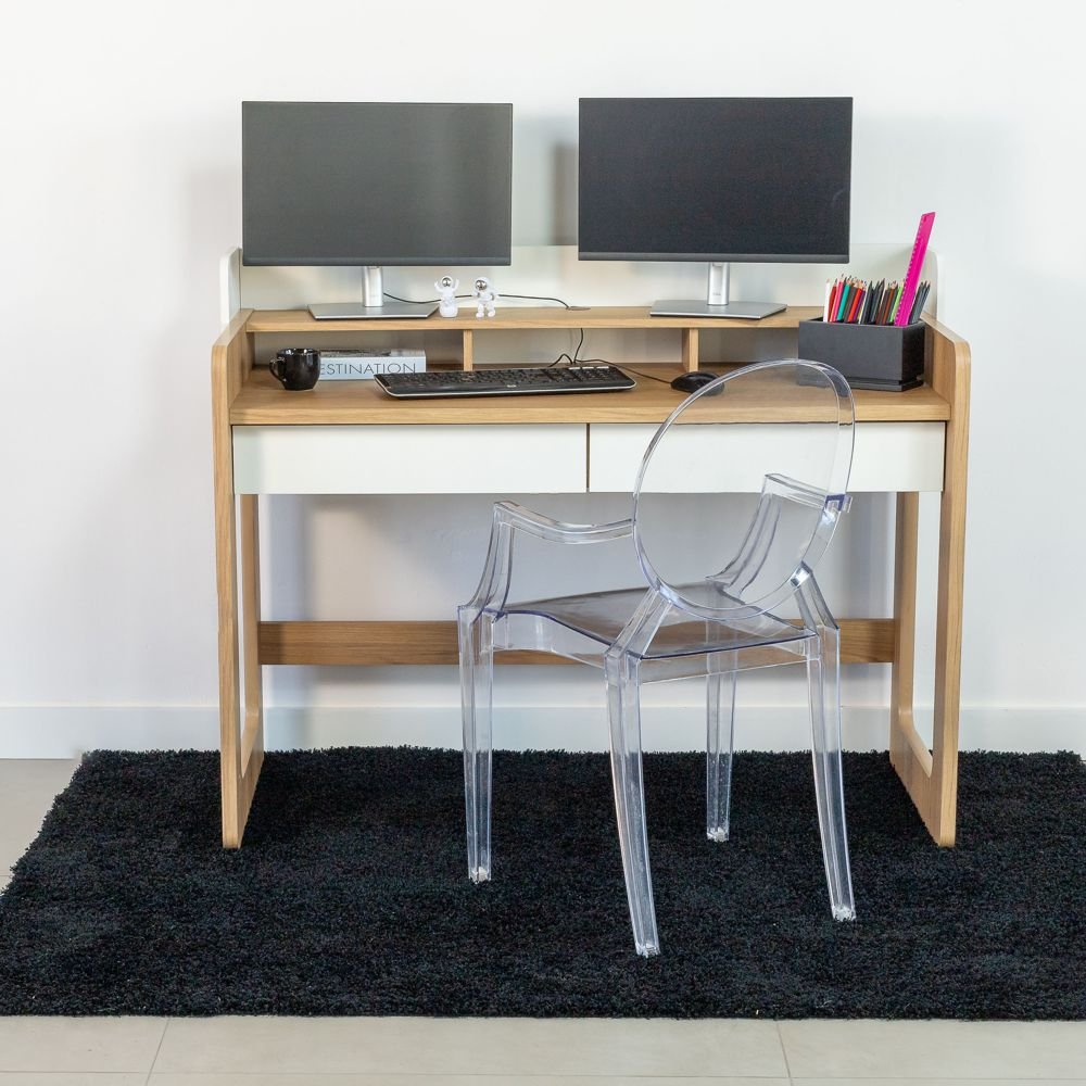 Escrivaninha 2 Gavetas 128cm Hanover/branco Home Office Flexus Artesano