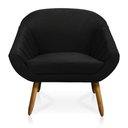 Ver imagem 4 de Kit 01 Namoradeira 02 Lugares e 01 Poltrona Giovana Suede Pés Palito Castanho - D’Rossi - Preto